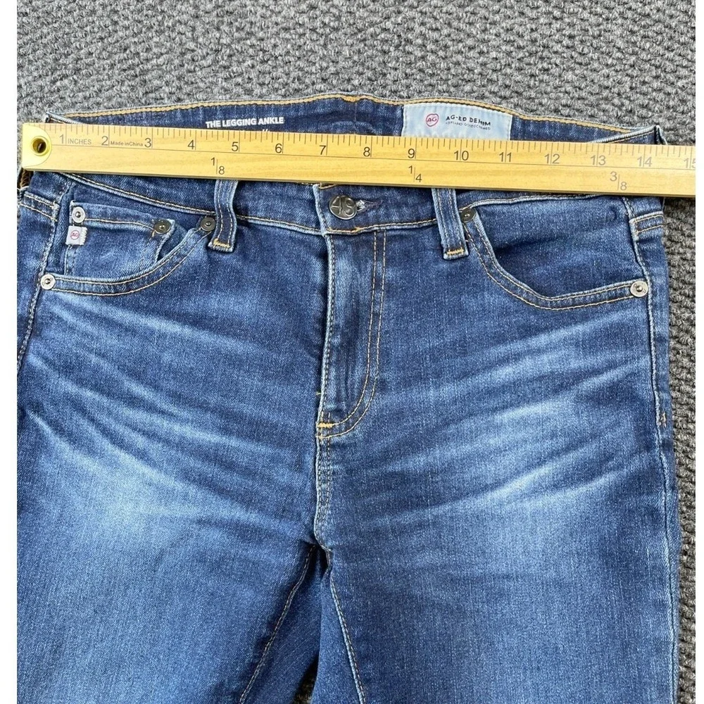 AG Adriano Goldschmied Womens Blue Whisker Denim Legging Ankle‎ Skinny Jeans 28R